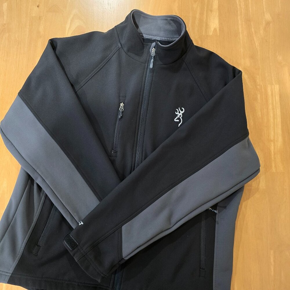 Browning Men's Fleece Lined Soft Shell X-Bolt Full Zip Jacket Black Gray Sz 2XL